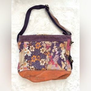 Lucky Brand Vintage Crossbody Hobo Purple Floral Bag Y2K